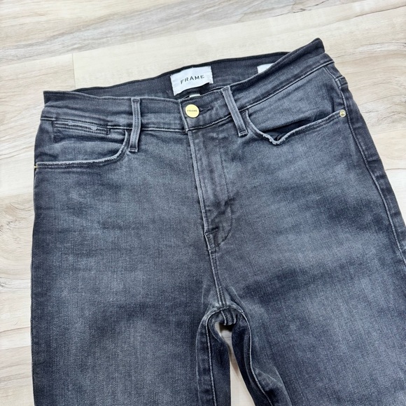 Frame Denim Le High Straight Release Hem Jeans black gray Sz 28 - Picture 8 of 9